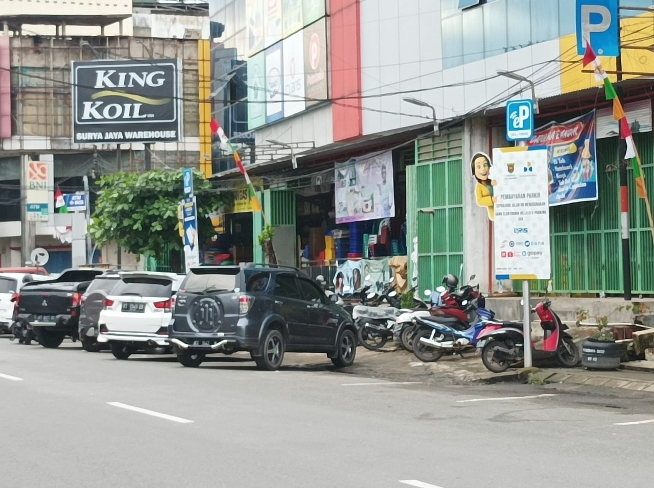 Lokasi e-Parkir di tepi Jalan Jenderal Sudirman, Samarinda.